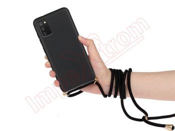 Black case with lanyard for Samsung Galaxy A02s (SM-A025)